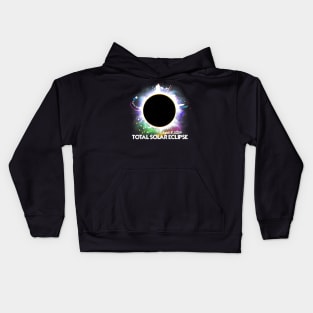 Total Solar Eclipse April 8 2024 Colorful Sun Kids Hoodie